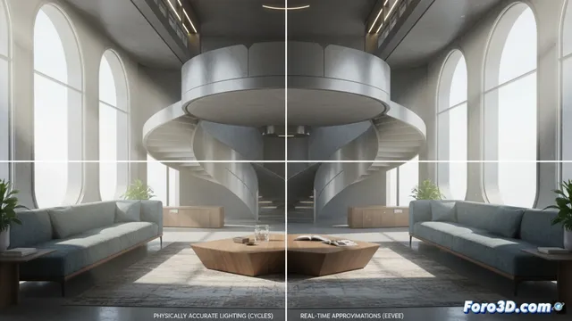 Diferencias clave entre Cycles y Eevee en Blender para escenas complejas