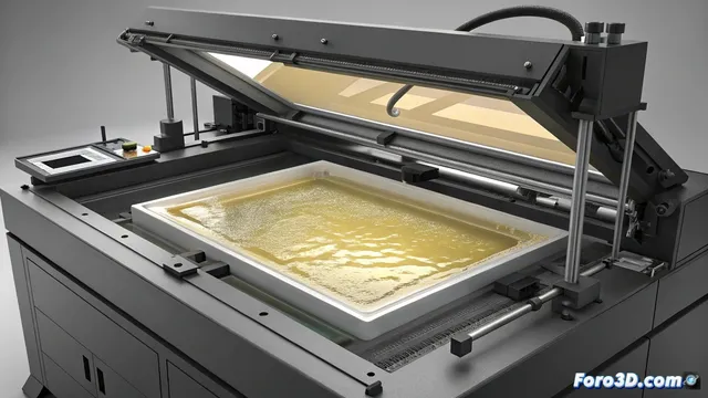 El peso de la resina deforma el film en tanques grandes de impresión