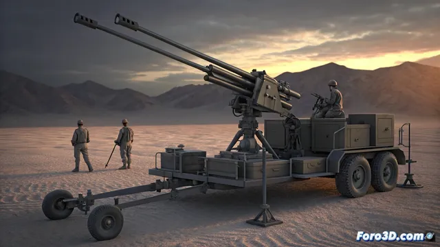 El sistema antiaéreo Oerlikon GDF: un cañón doble remolcado de 35 mm