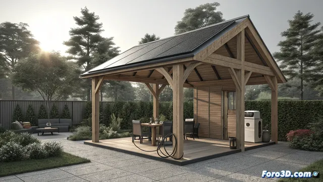 Jackery presenta un concepto de glorieta con paneles solares integrados