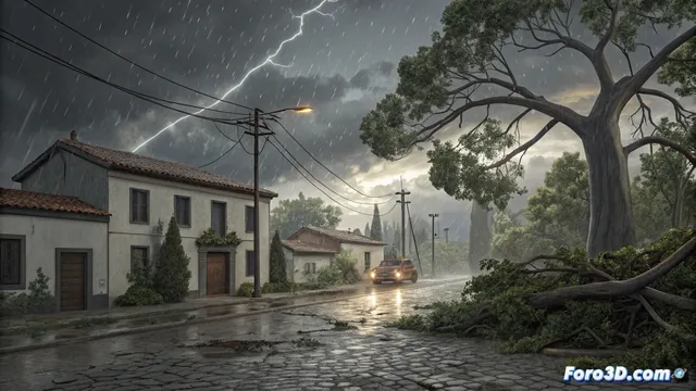 La borrasca Kristin deja su huella en Coria y comarca con viento y lluvia