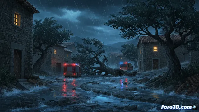 La borrasca Kristin impacta en Valencia de Alcántara con lluvias y vientos extremos