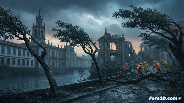 La borrasca Kristin afecta Coimbra con daños y cortes