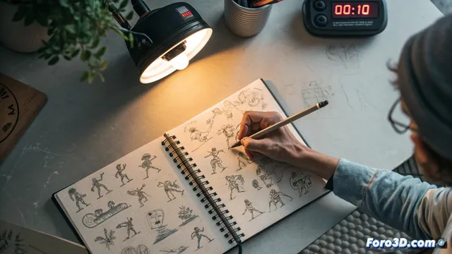 La técnica del boceto miniatura en diez segundos para calentar la mano