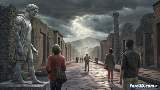 La última transmisión desde Pompeya muestra una erupción digital