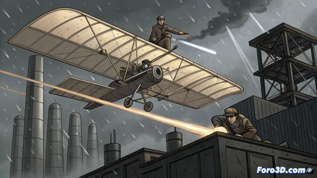 Los hermanos wright desafían el límite aéreo distópico