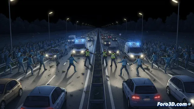 Ultras del Napoli y la Lazio chocan en la autopista A1