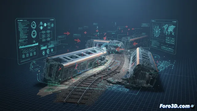 Un flujo de trabajo 3d forense reconstruye un accidente de tren