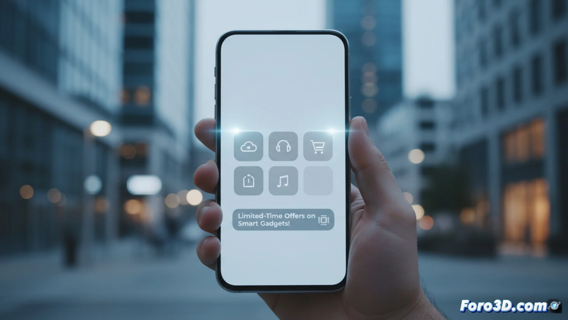 Imagen conceptual que muestra la interfaz de un smartphone con anuncios integrados en áreas como la pantalla de bloqueo y el lanzador de aplicaciones, ilustrando el modelo de negocio propuesto.