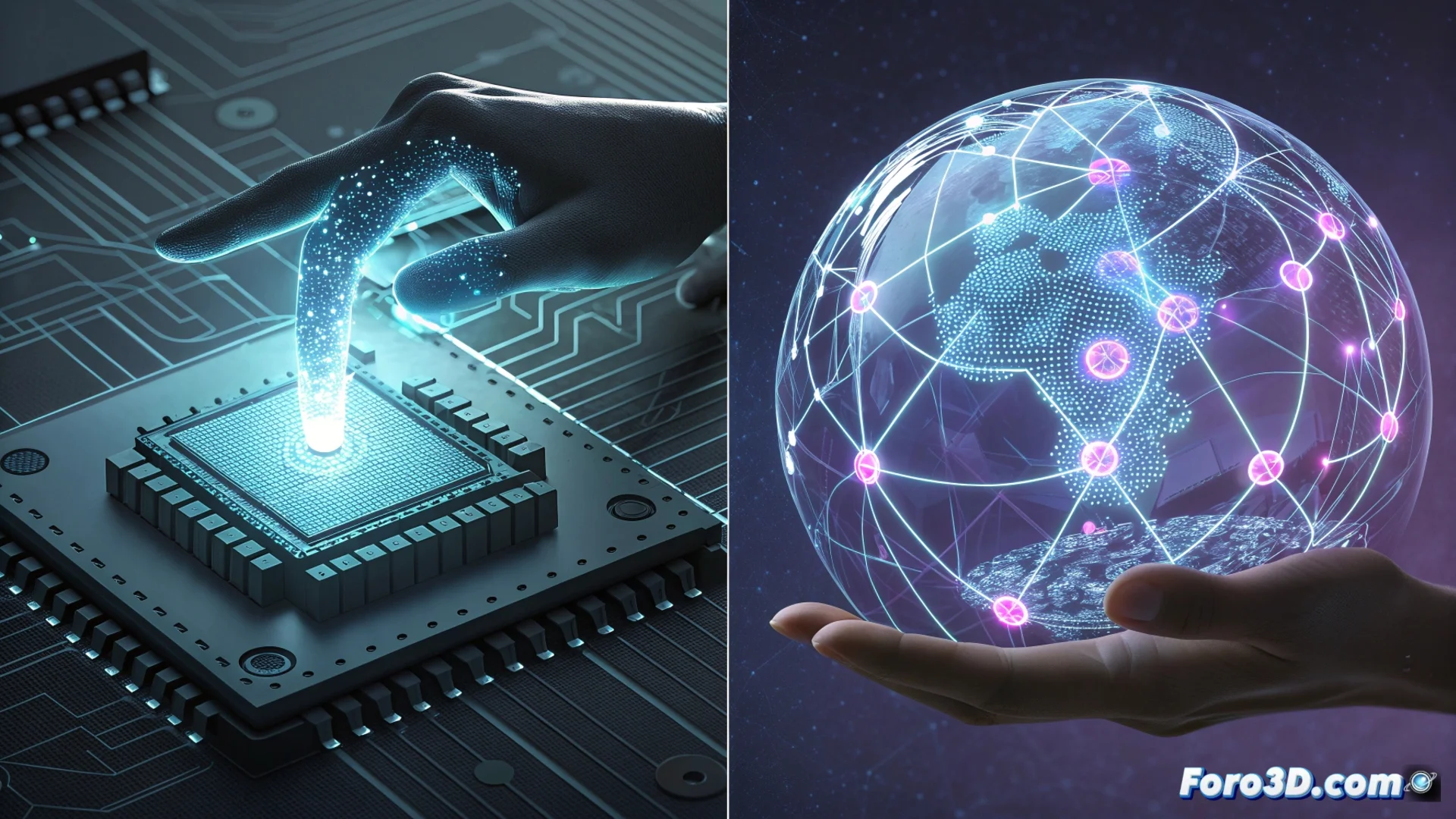 Ilustración conceptual que muestra cinco iconos o vías tecnológicas emergentes de un núcleo central de inteligencia artificial, representando las tendencias clave para el año 2026.