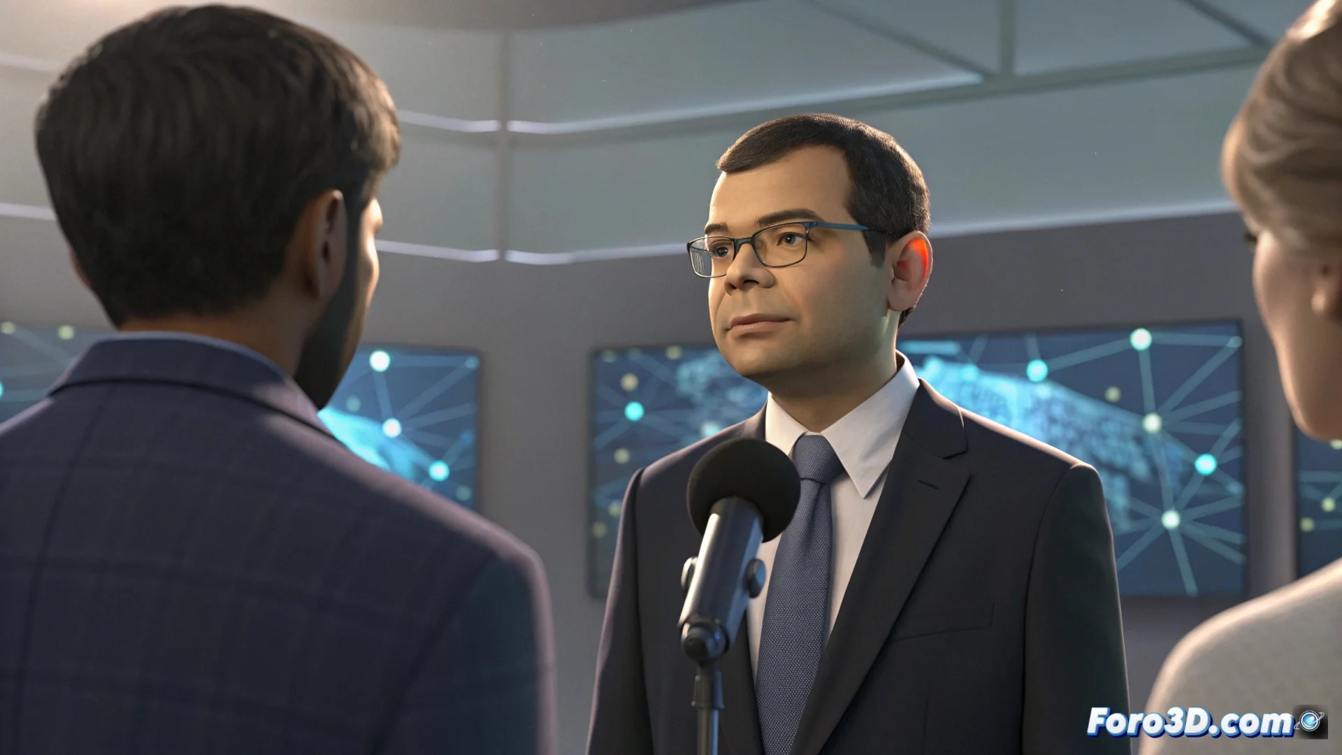 Demis Hassabis, director ejecutivo de DeepMind, hablando en un panel durante el Foro Económico Mundial en Davos, con una expresión seria y gestos con las manos.