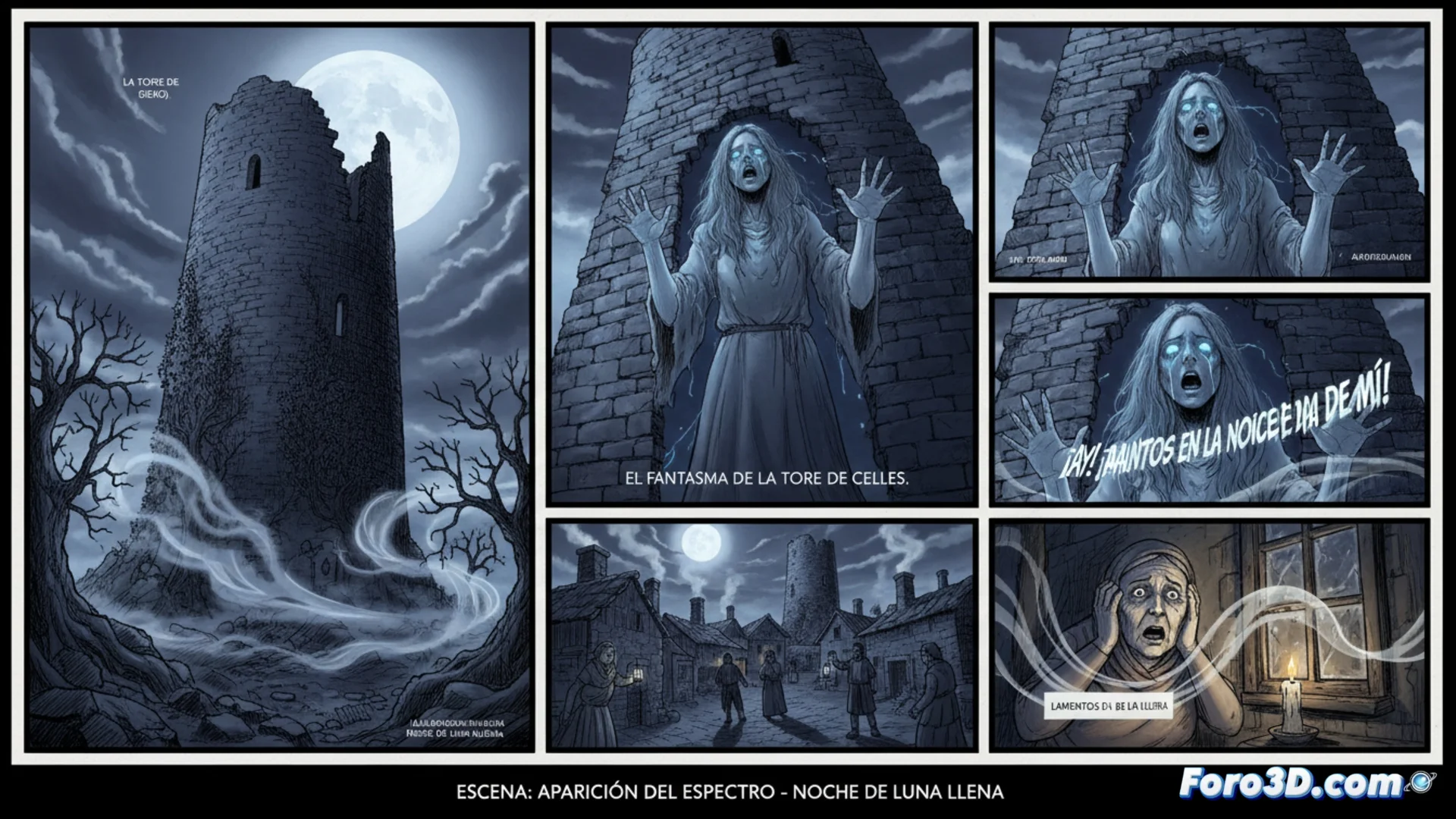 Fotografía de la Torre de Celles, una estructura de piedra medieval en ruinas, con un cielo dramático de fondo, evocando su misteriosa leyenda.