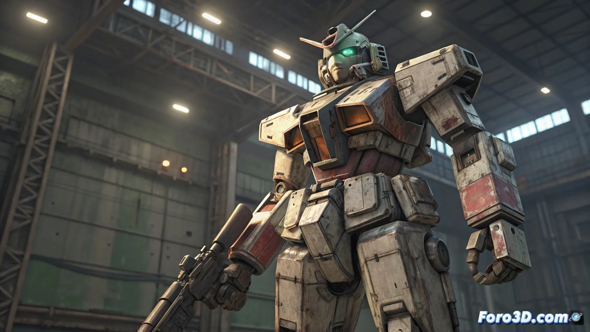 Captura de pantalla del juego Armored Core Mobile 3 mostrando un mecha personalizado en un entorno industrial, tal como se ve en el servicio G-Mode Archives+.