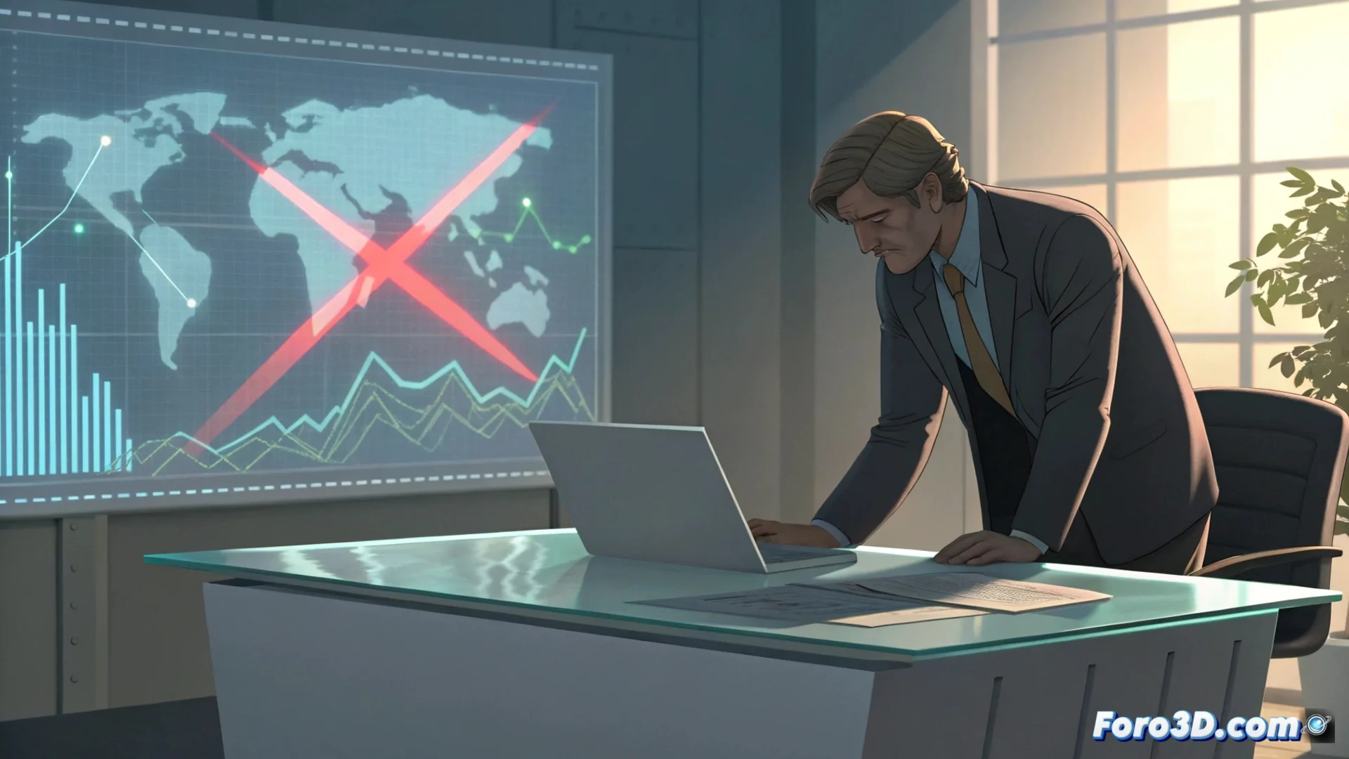 Gráfico o infografía que muestra una brecha entre una flecha ascendente etiquetada como