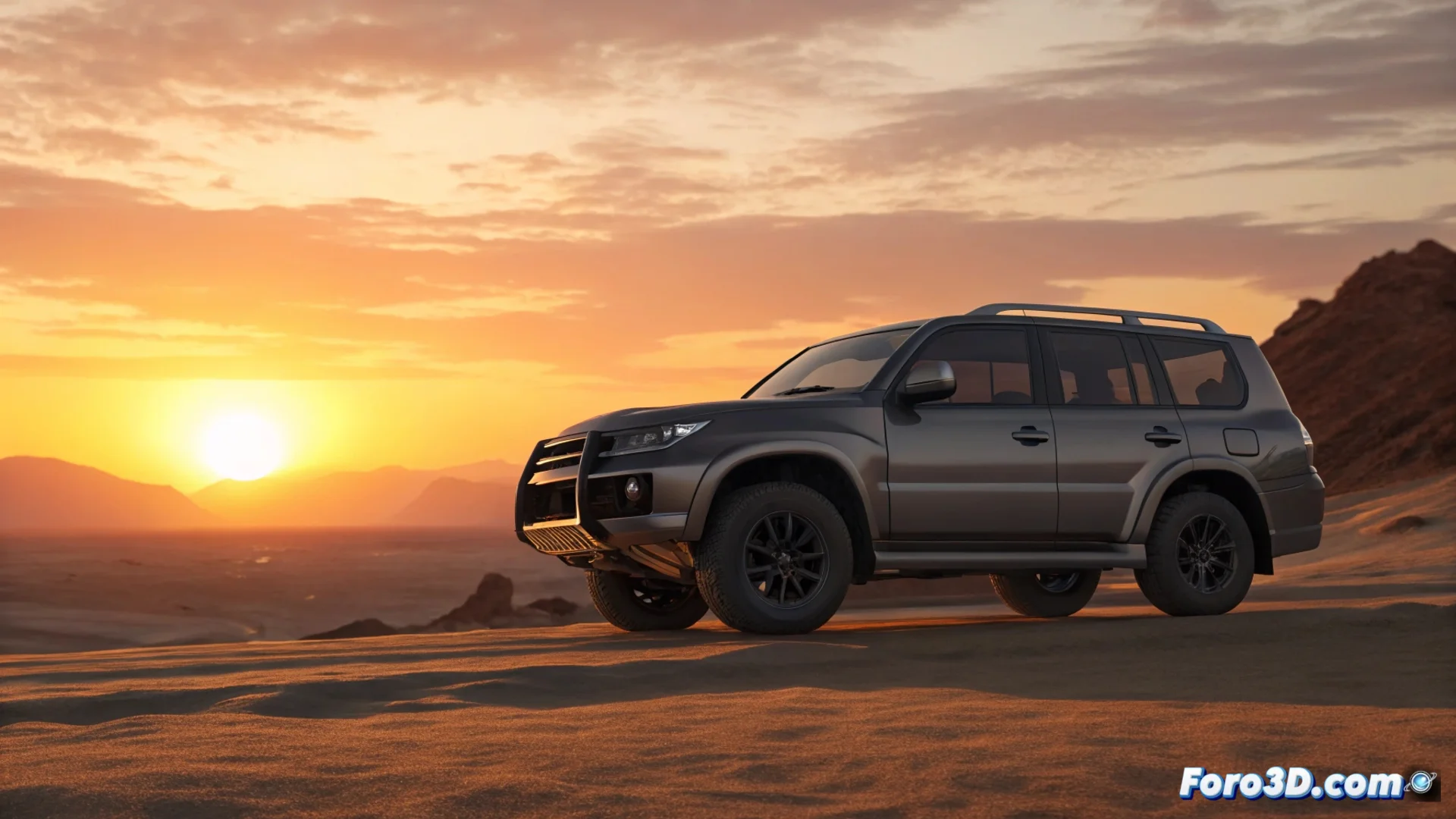 Prototipo o render del futuro Mitsubishi Montero 2026 mostrando un diseño anguloso y una presencia imponente, destacando sus líneas robustas y características todoterreno.