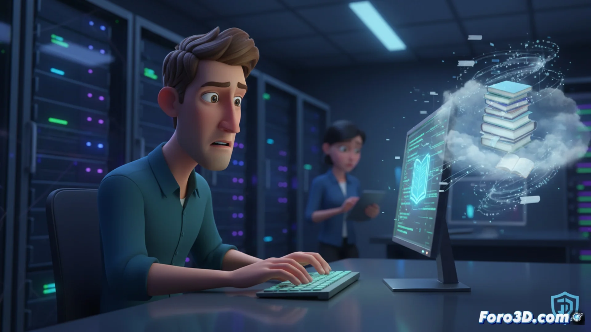 Ilustración conceptual que muestra el logotipo de Nvidia junto a libros digitales y símbolos de derechos de autor, con un juez o un martillo de justicia en el fondo, representando el conflicto legal.