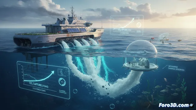 Ensayo de geoingeniería oceánica prueba captura de CO₂ con álcali