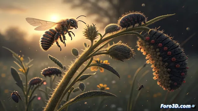 Larvas que engañan a las abejas con fragancia floral para viajar gratis