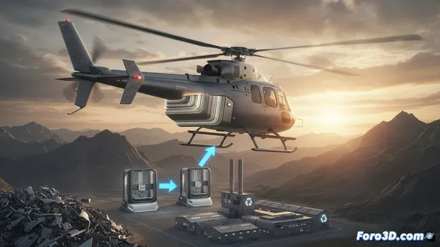 Primer vuelo de helicóptero con pieza de titanio reciclado e impresa en 3D