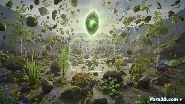 Scatter, plugin gratuito para dispersión basada en física en Blender