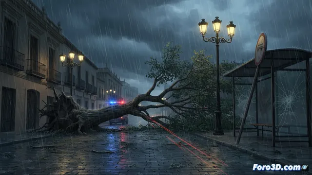 Sevilla sufre los efectos de un temporal con lluvias y vientos intensos