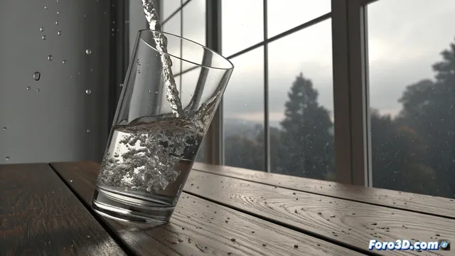 Simular que el agua en un vaso se inclina usando Blender
