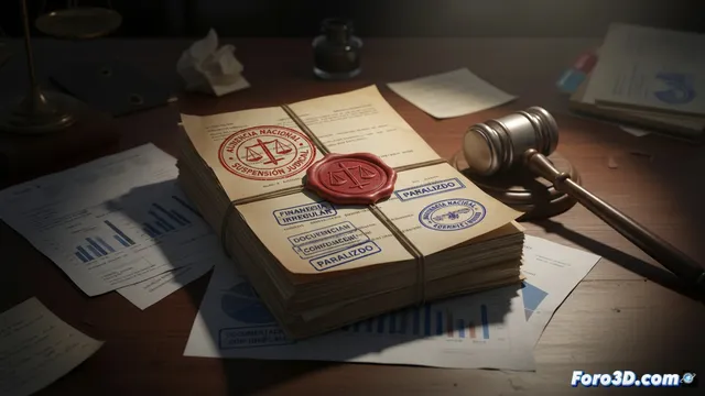 Suspensión judicial con elementos visuales para proyectos 3D