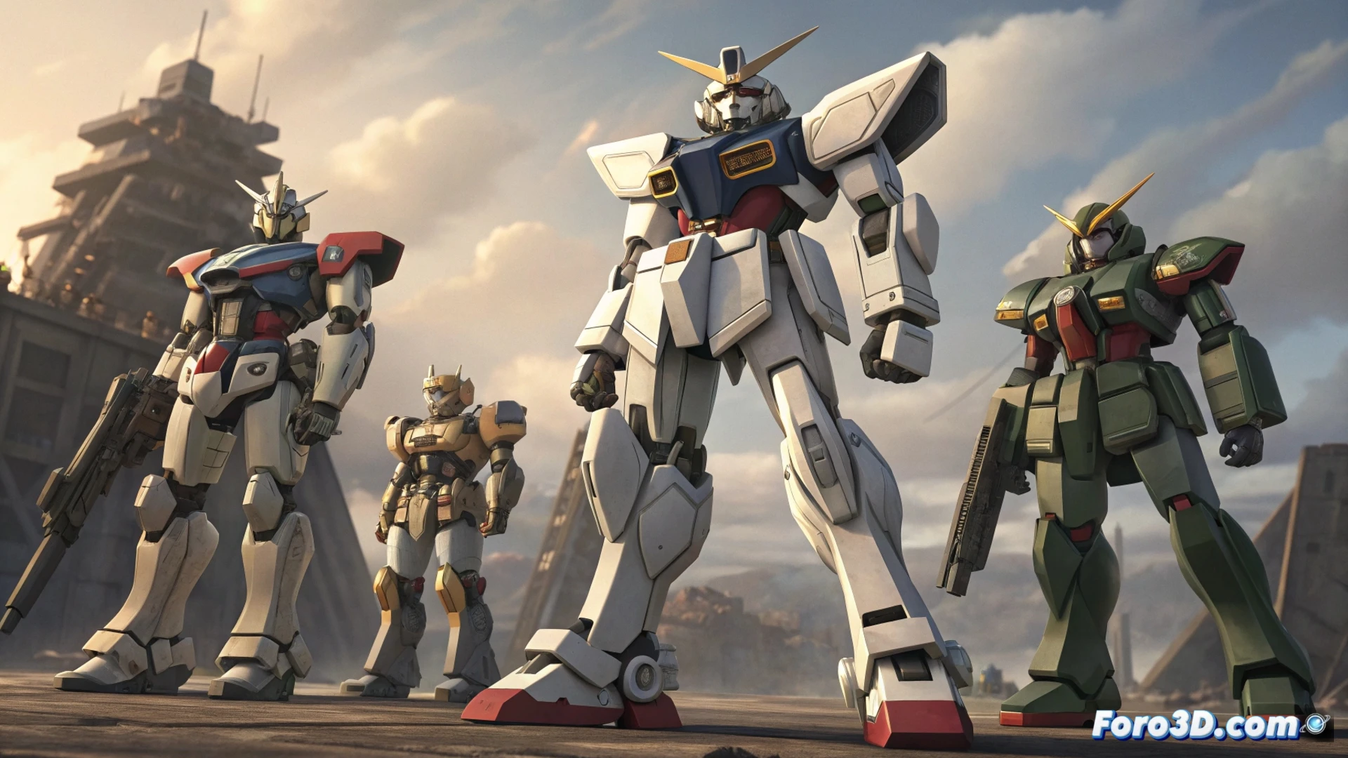 Cuatro kits HG 1/100 de Gundam X, con acabado cel-shaded, en caja especial para su 30 aniversario.