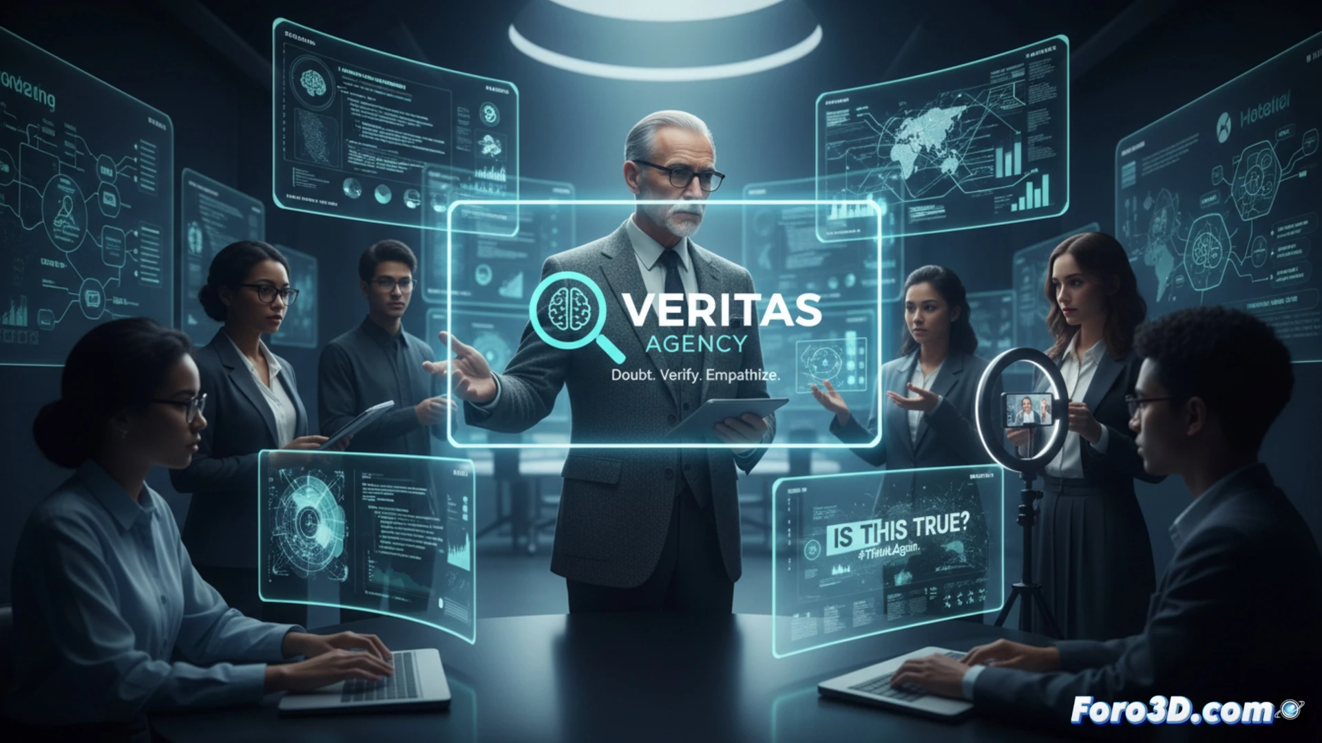 Una agencia moderna usa técnicas de propaganda clásicas, pero en vallas y pantallas, para promover escepticismo, empatía y pensamiento crítico en la sociedad.