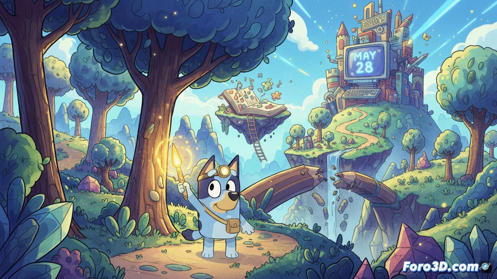 Bluey explora vibrantes mundos dibujados a mano en una aventura narrativa llena de color y puzles para toda la familia.
