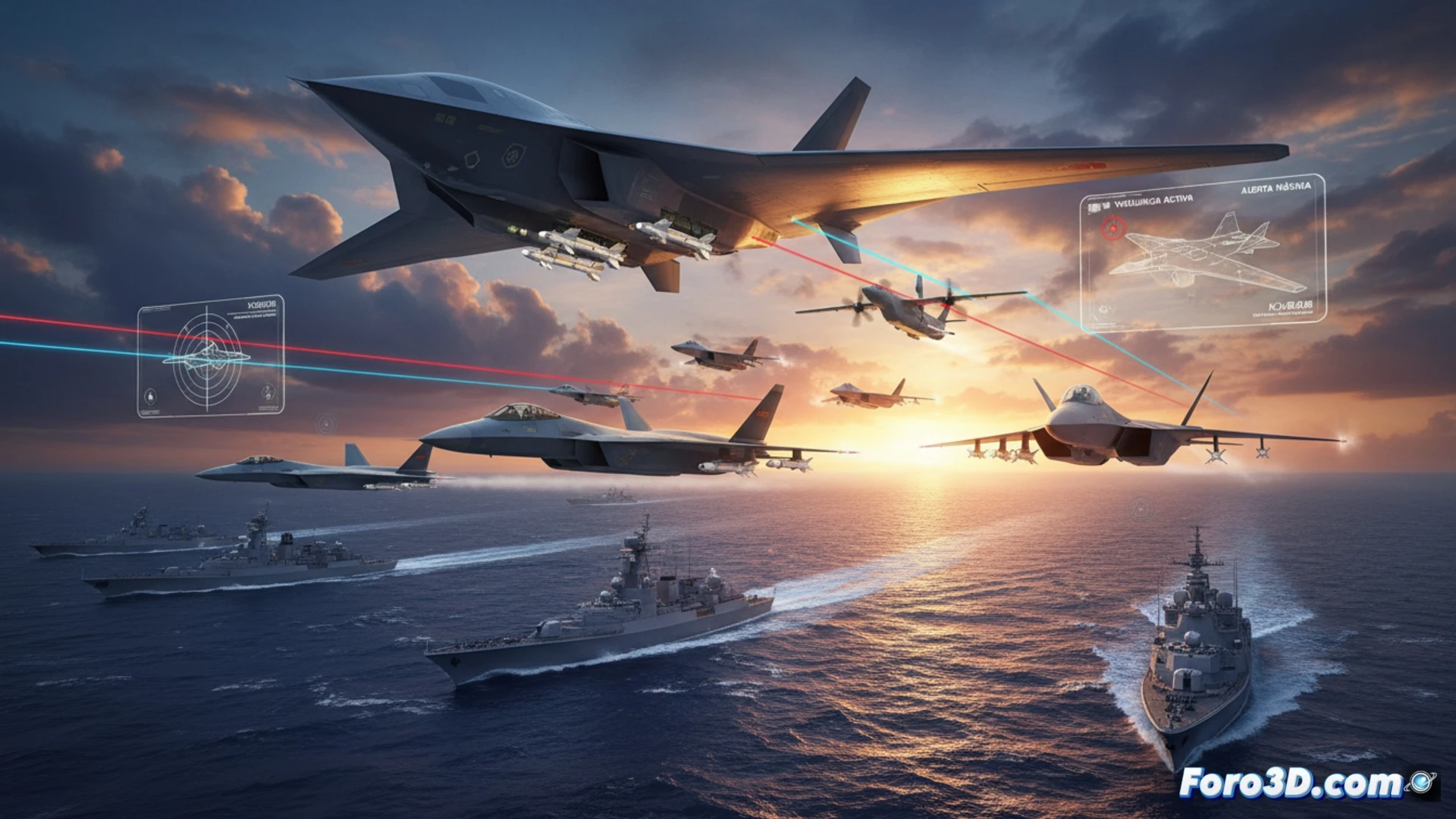 Aviones de combate estadounidenses sobrevuelan el Mar Amarillo, mientras barcos y cazas chinos los vigilan de cerca desde el aire y el mar.