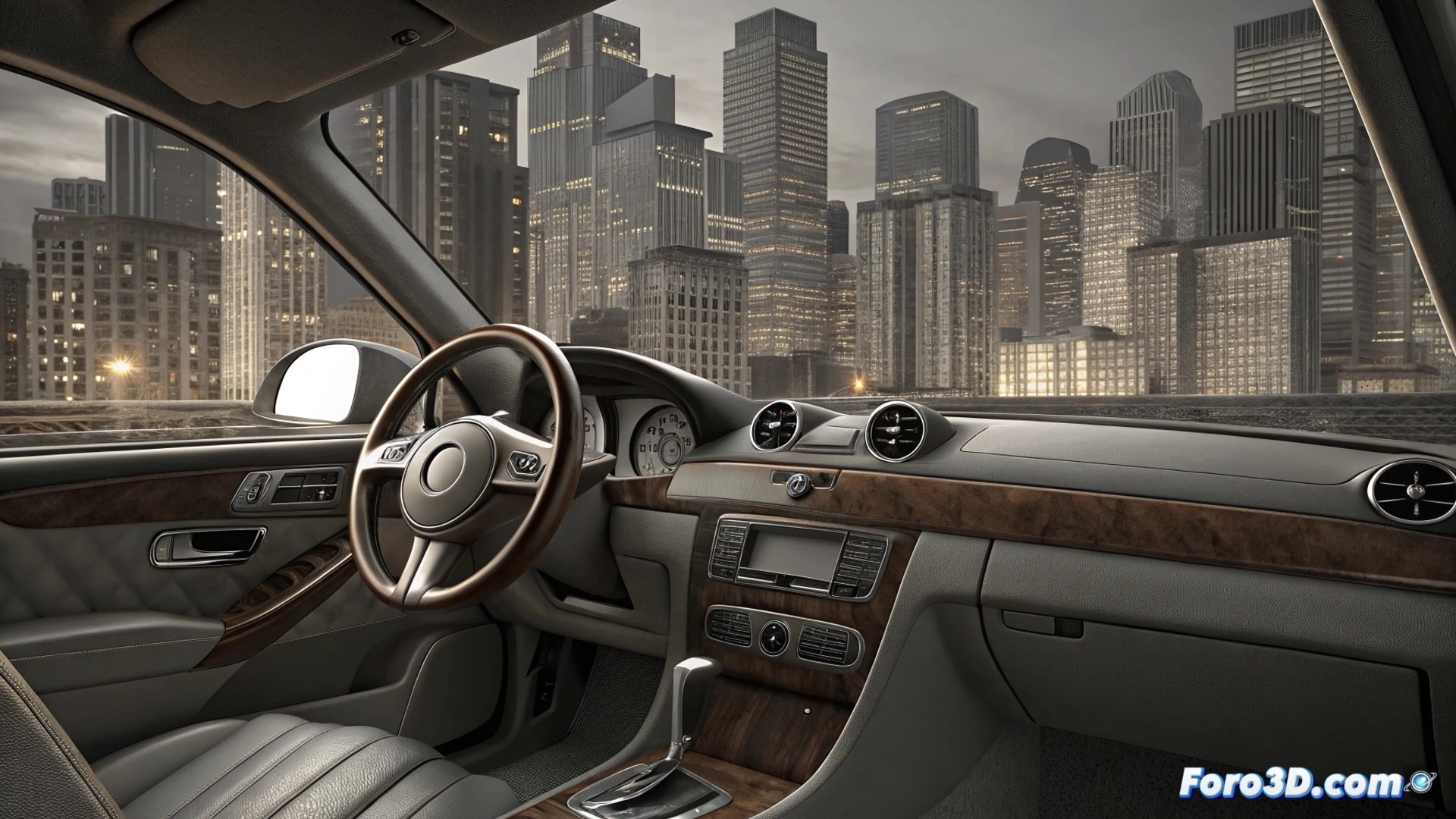 Un volante tipo timón de automóvil aparece tachado con un símbolo de prohibición rojo. Al fondo, un documento oficial con el sello de China y la fecha 2027.