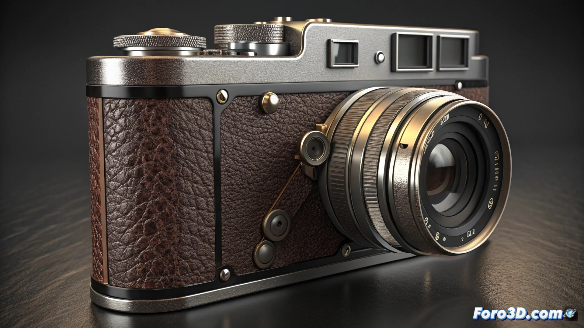 Una cámara panorámica de impresión 3D, con película de 35mm en su interior, sobre planos de diseño azules y una fotografía de prueba de paisaje urbano al lado.