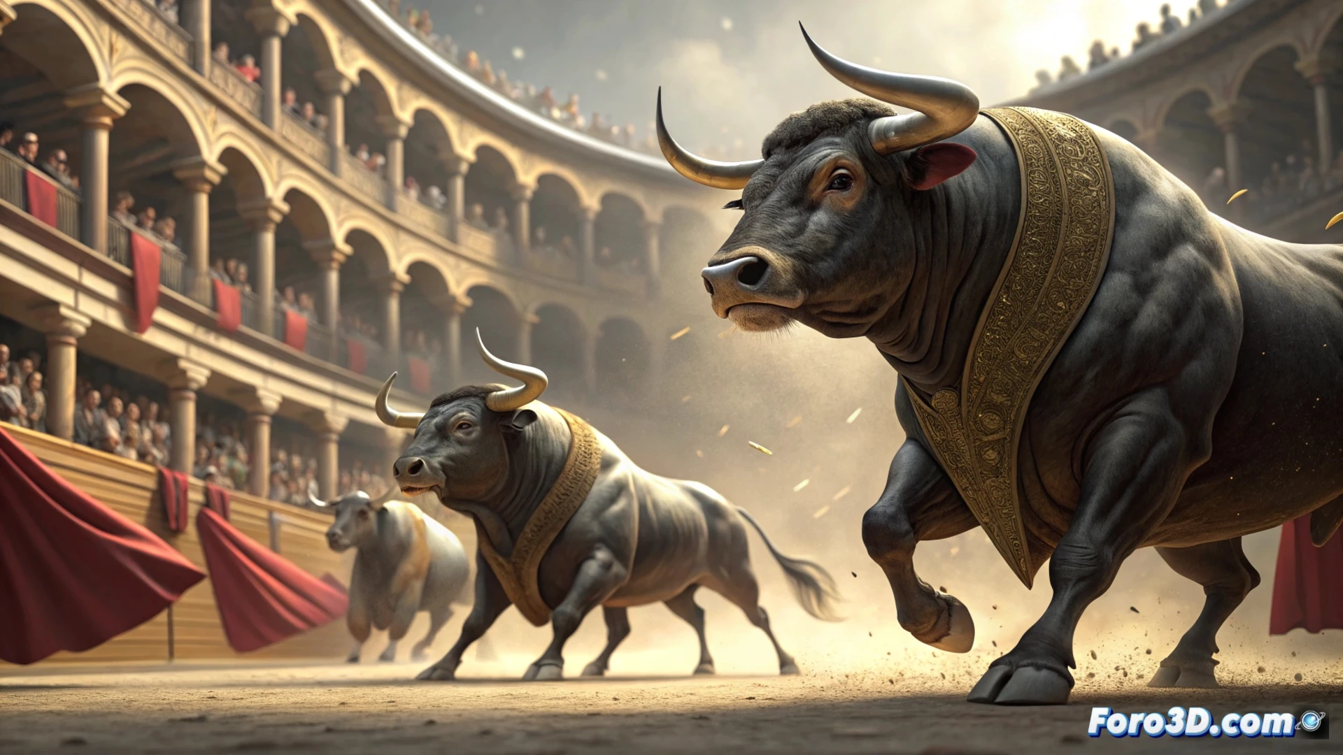 Estudio italiano crea y anima toros digitales realistas para integrarlos en las secuencias de acción de la película 'Buen Camino'.