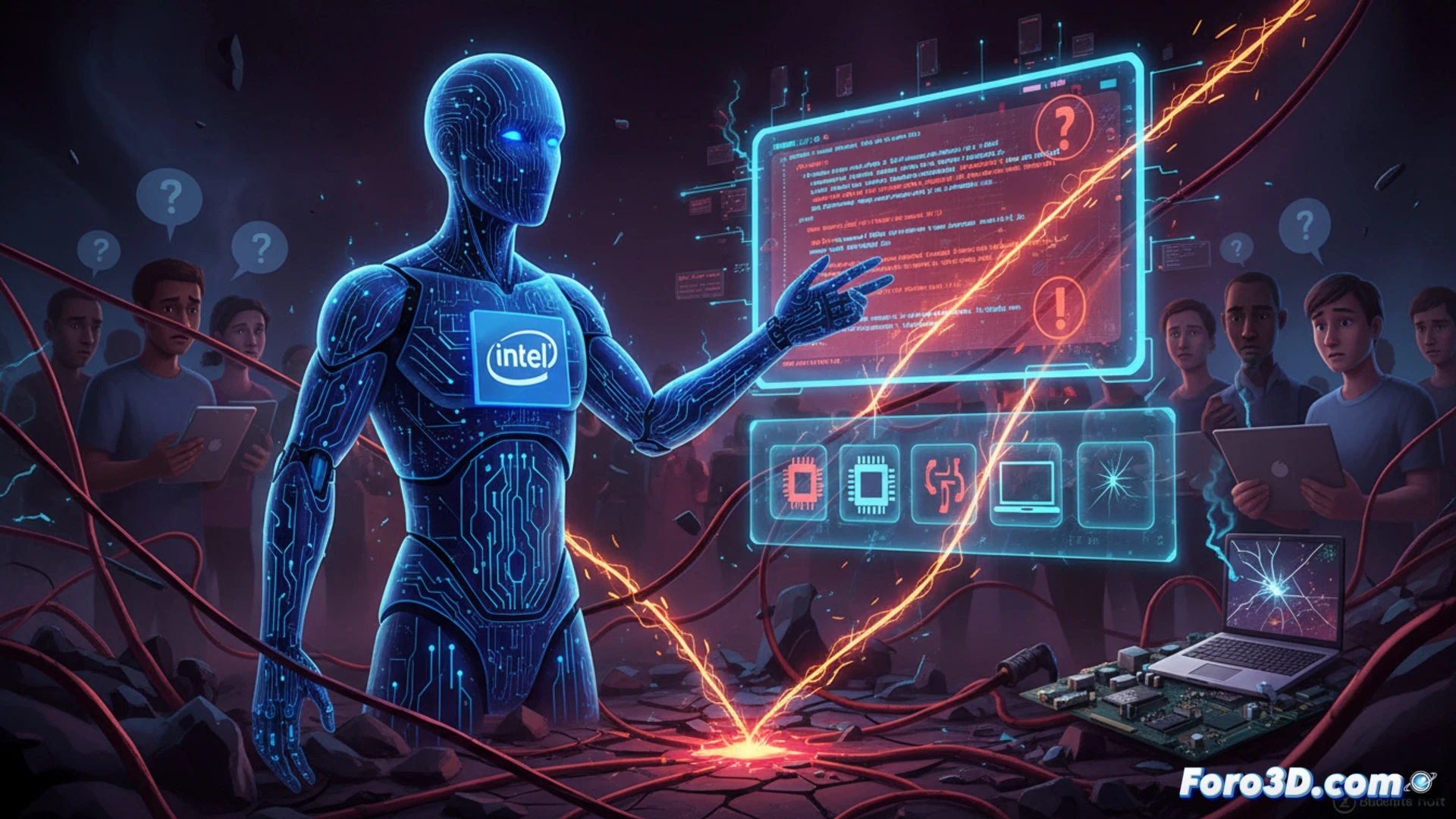 Un asistente IA de Intel en pantalla muestra respuestas erróneas, incluyendo instrucciones que podrían dañar componentes de hardware.