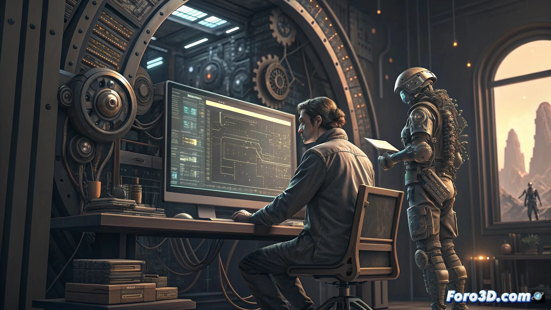 Un programador observa un flujo de código generado por IA en una pantalla, mientras su teclado yace cubierto de polvo, simbolizando el debate sobre el fin del código escrito manualmente.