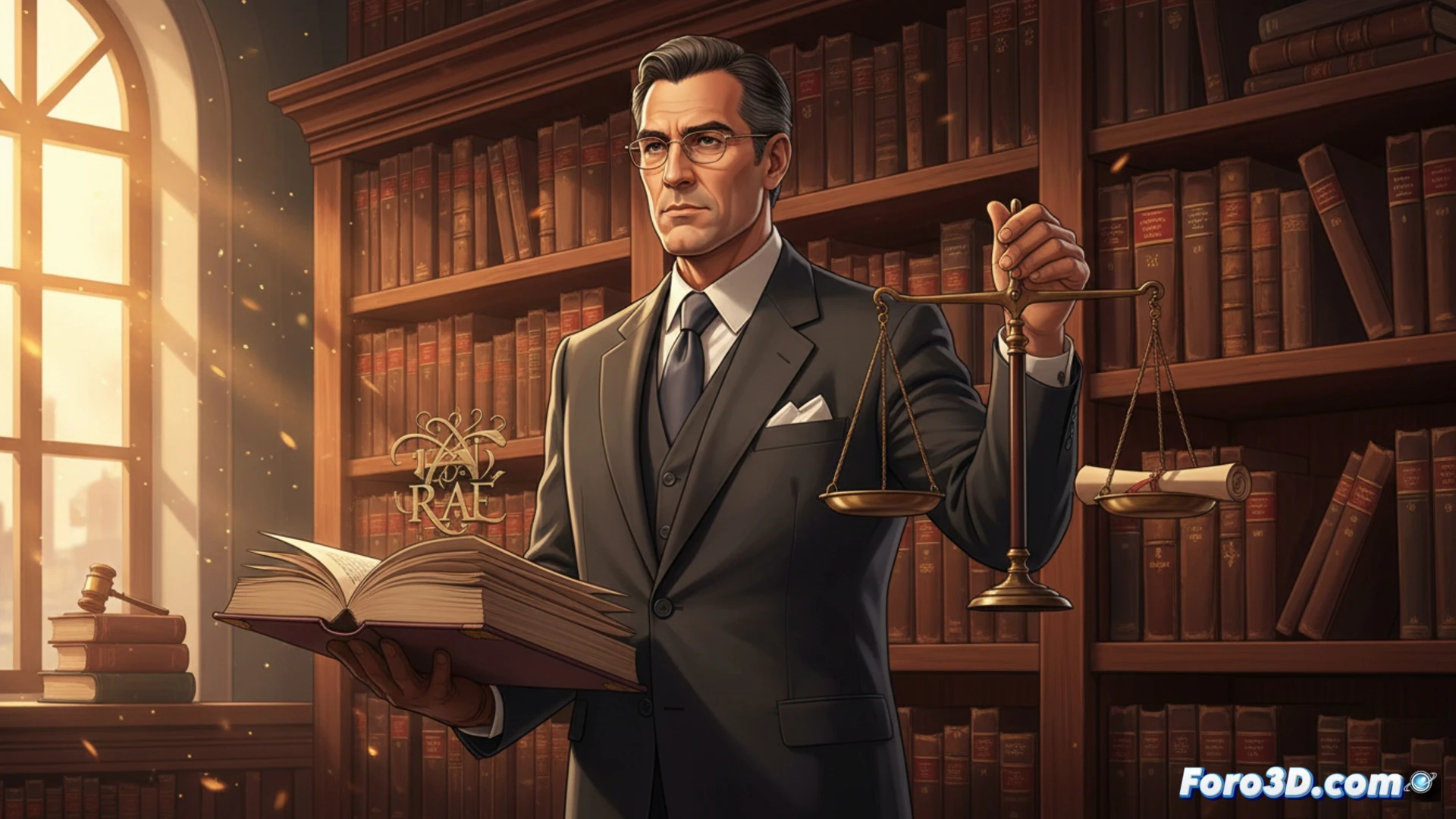 Retrato oficial de Santiago Muñoz Machado, con traje oscuro y corbata, posando delante de una estantería repleta de libros antiguos que simbolizan el saber jurídico y filológico.