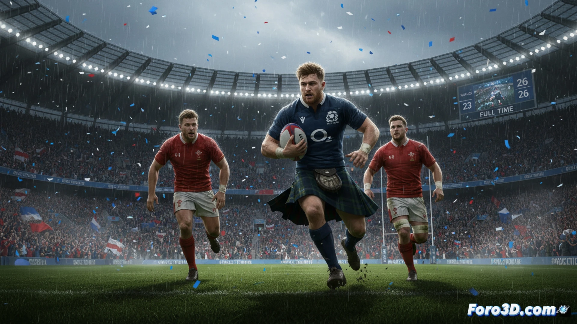 Escocia celebra su remontada en Cardiff tras ganar 26-23 a Gales, con ensayos clave de Russell y Graham.