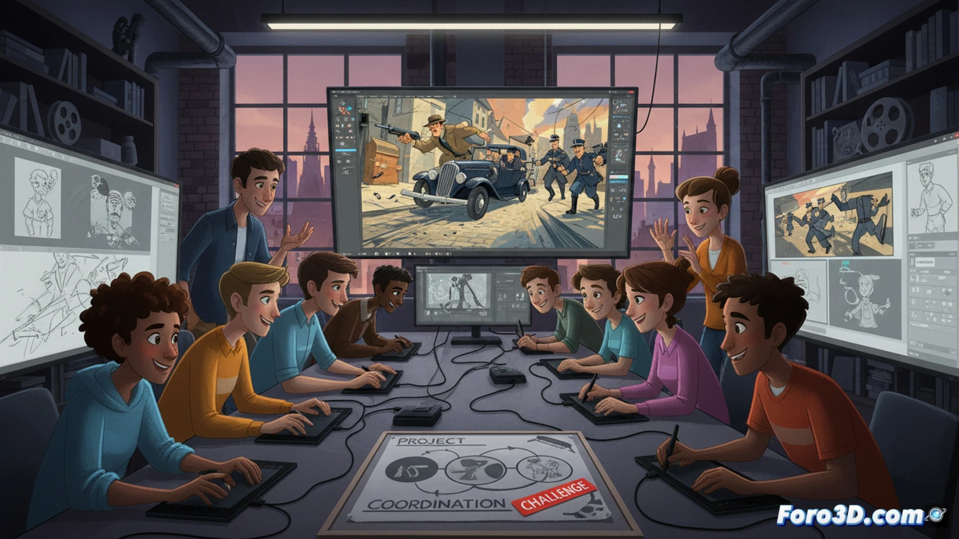 Estudiantes animan en 2D, con estilo acuarelado y líneas expresivas, la historia anarquista de la banda de Bonnot para un cortometraje.