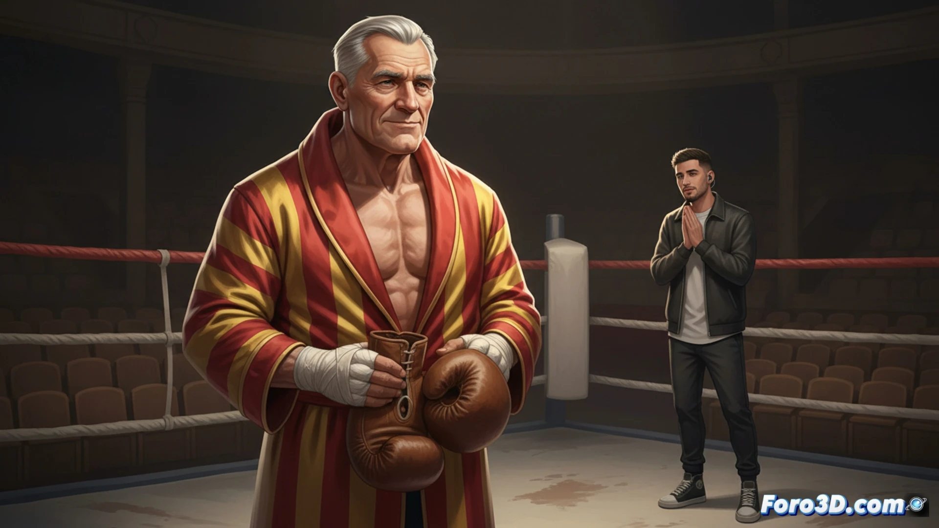 Retrato en blanco y negro de José Bisbal en pose de boxeador, con guantes puestos y mirada concentrada, sobre un fondo neutro.