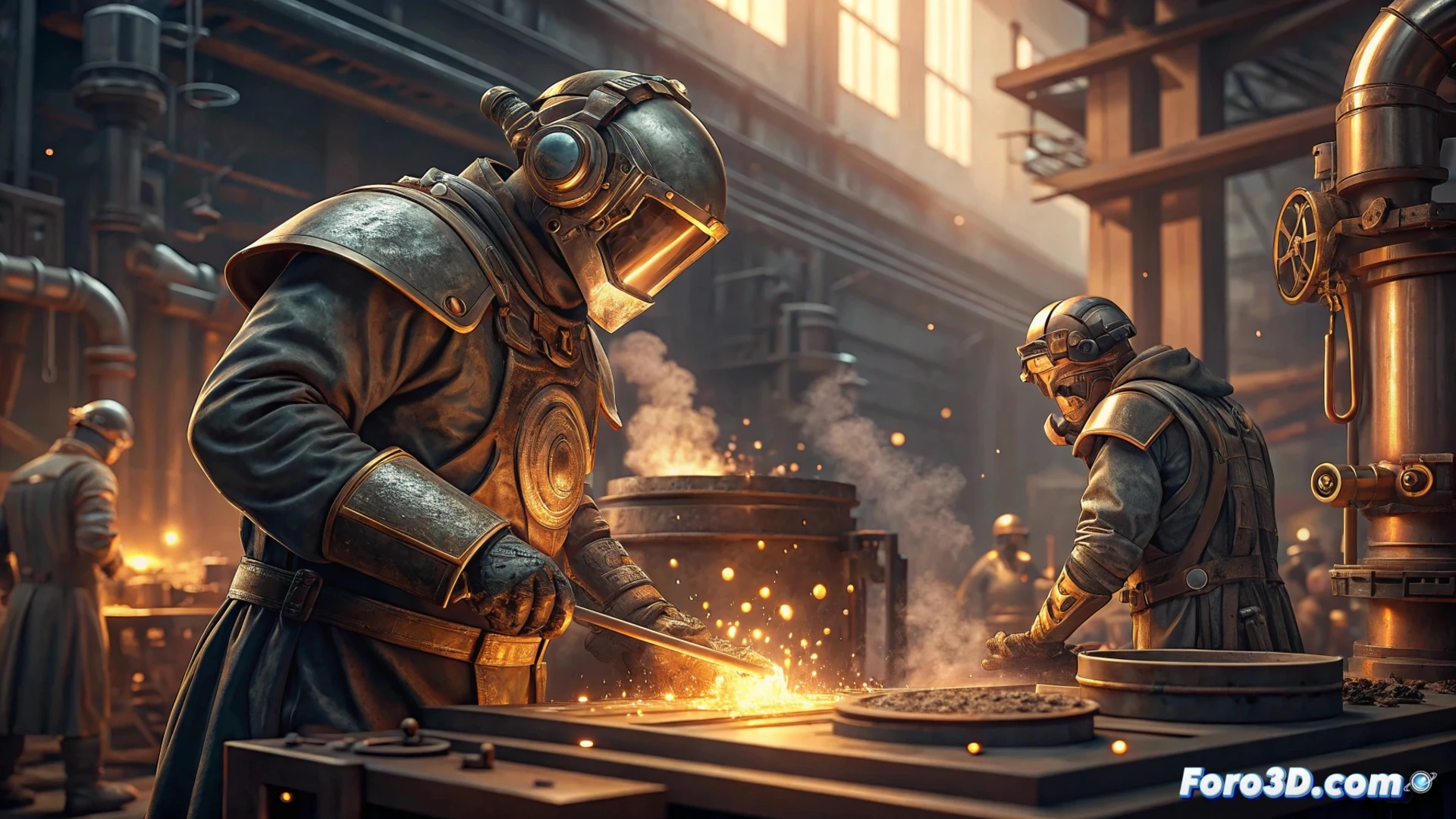 Una interfaz de software VFX con herramientas de IA generativa integradas, fusionando nodos de composición con iconos de redes neuronales sobre un fondo de studio digital.