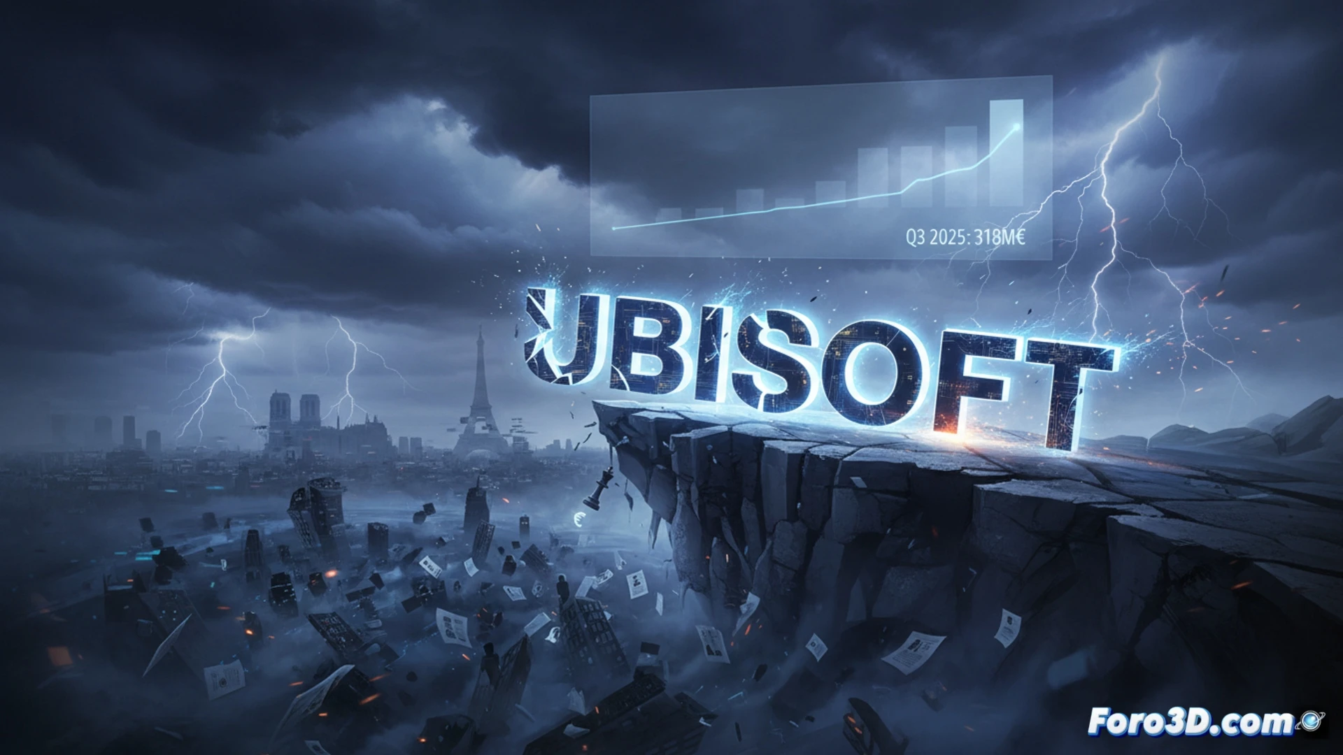 Un barco de Ubisoft navega en aguas aparentemente tranquilas, pero rodeado por una densa niebla y témpanos de hielo que amenazan con hundirlo.