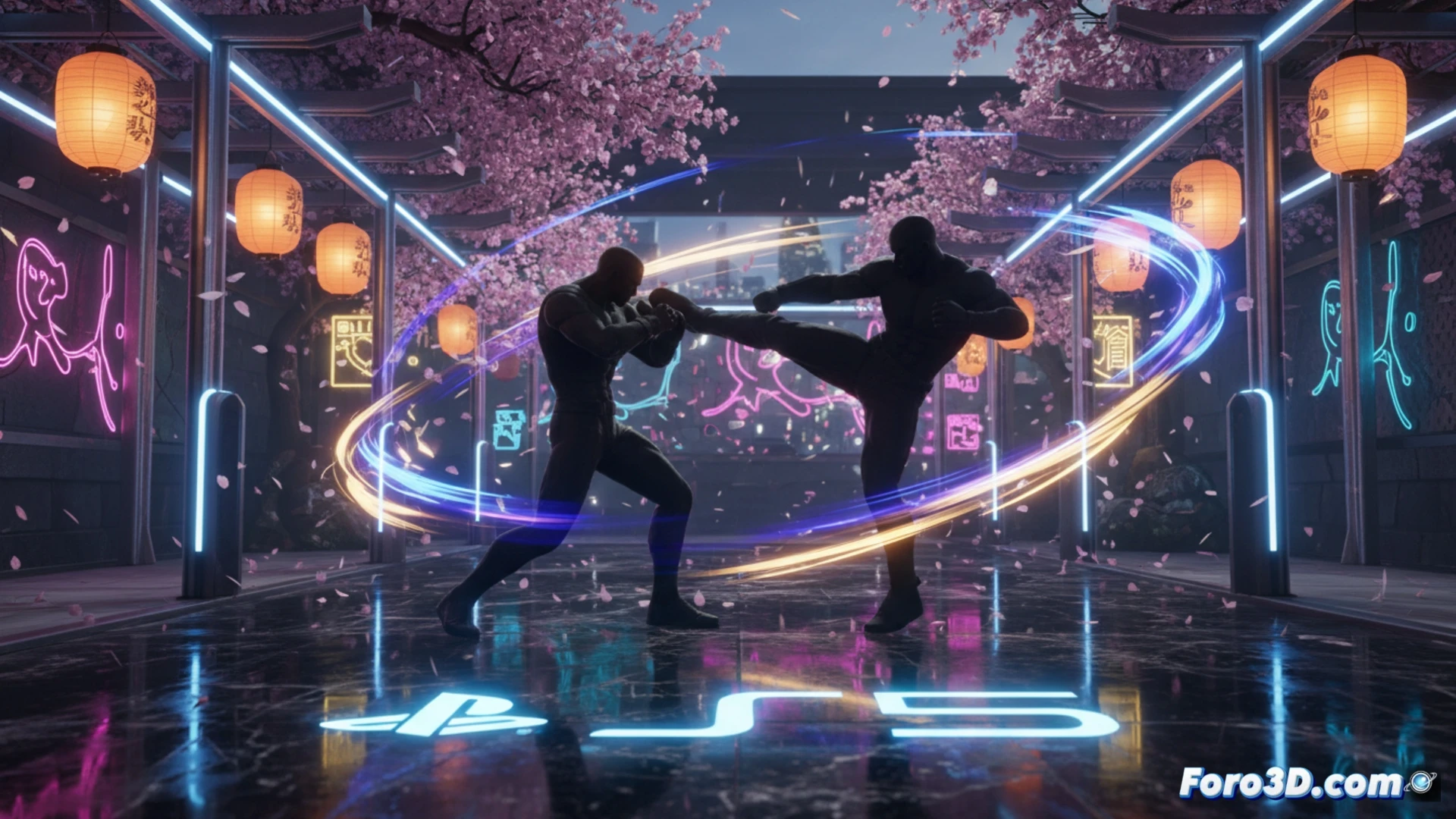 Logotipo de Dead or Alive sobre un fondo dinámico con efectos de lucha, anunciando el nuevo proyecto para PlayStation 5.