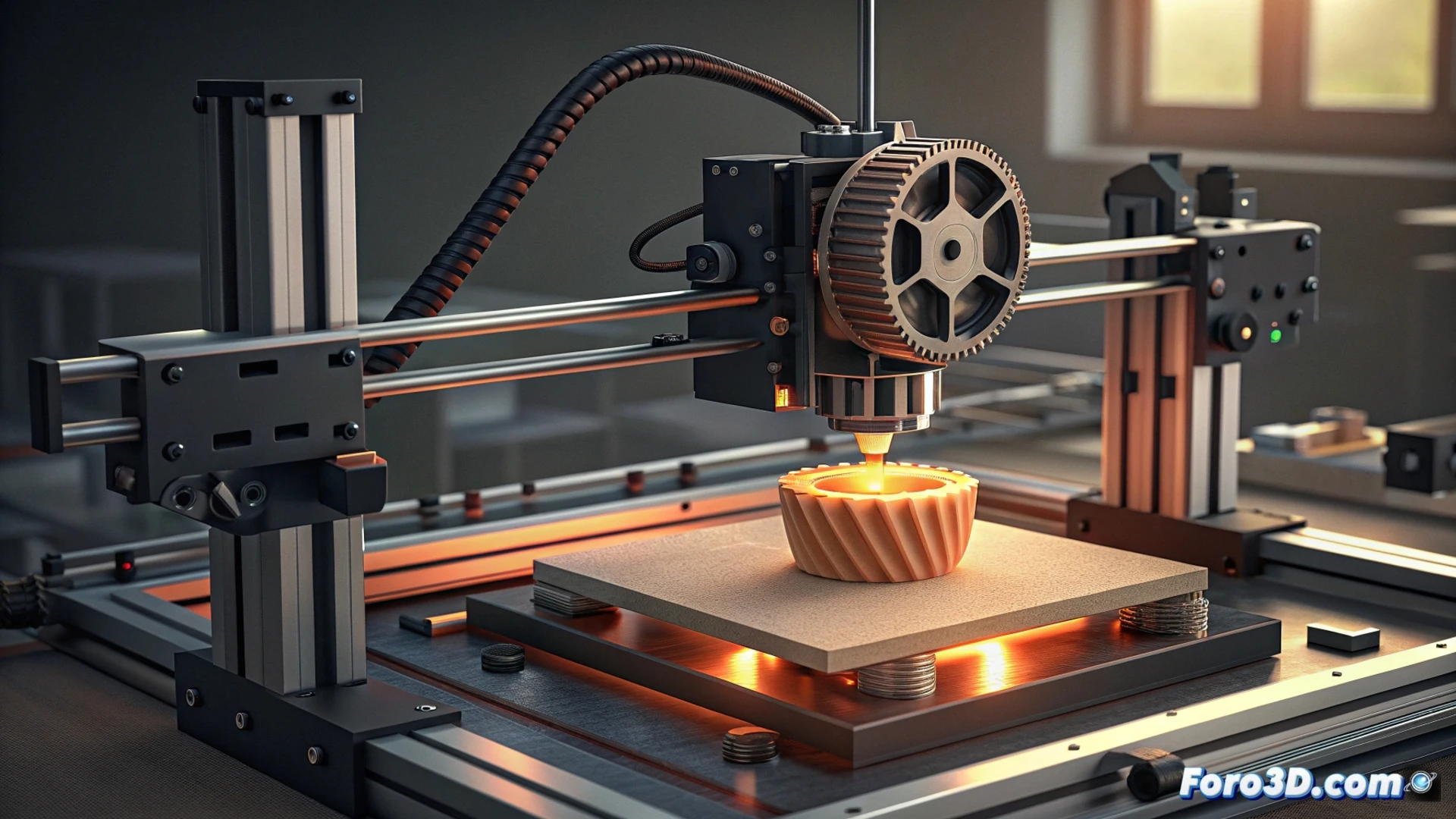 Impresora 3D del MIT creando un motor eléctrico multicapa con extrusores de diferentes materiales.