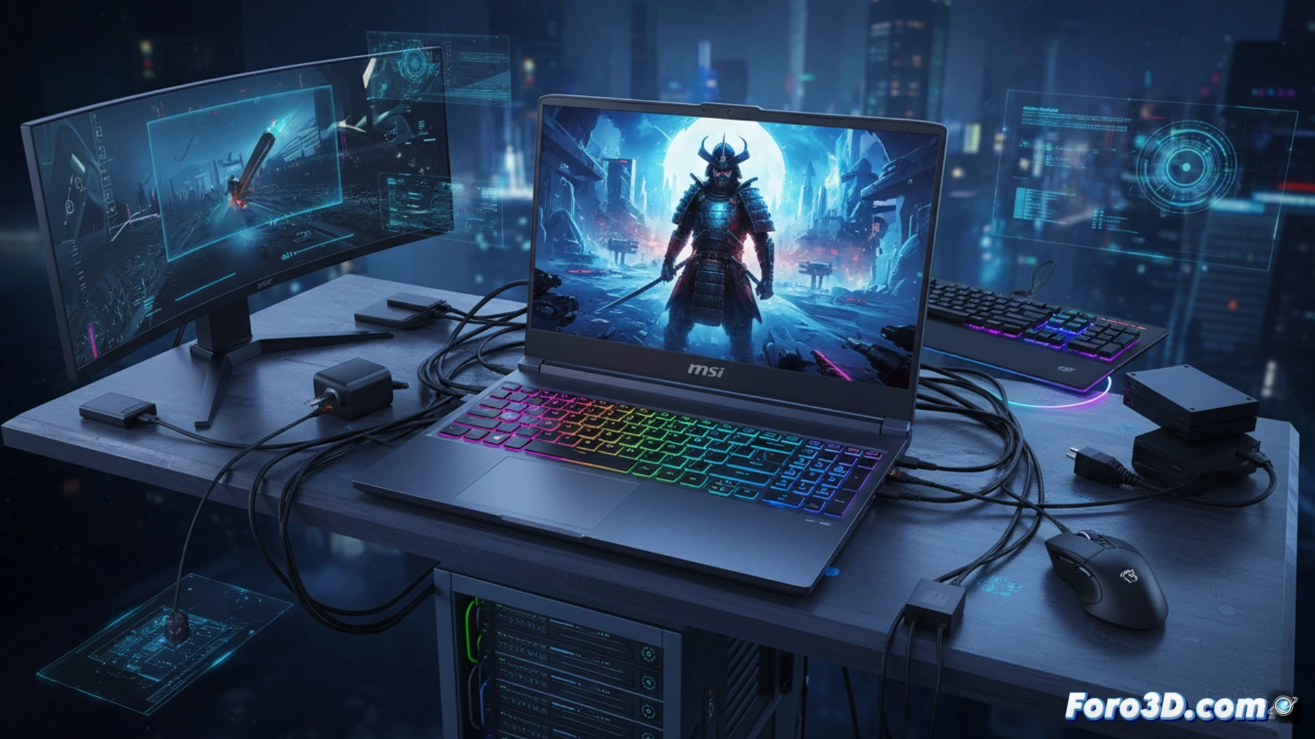 Portátil gaming MSI Katana 17 con pantalla grande, teclado RGB y amplia conectividad, ideal para jugar y trabajar.