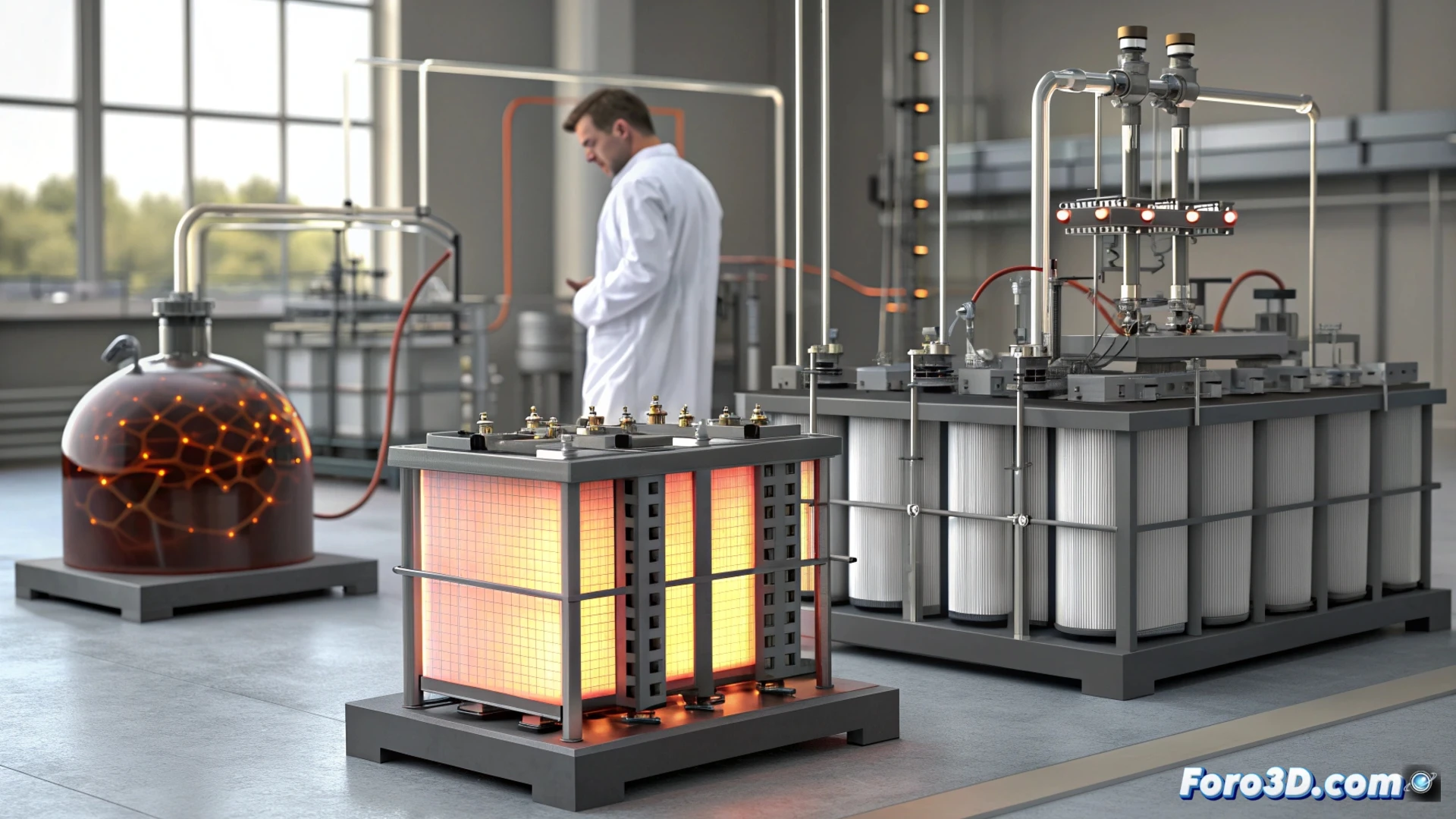 Un proceso electroquímico purifica litio fundido en una celda industrial, mostrando el futuro del reciclaje sostenible de baterías.