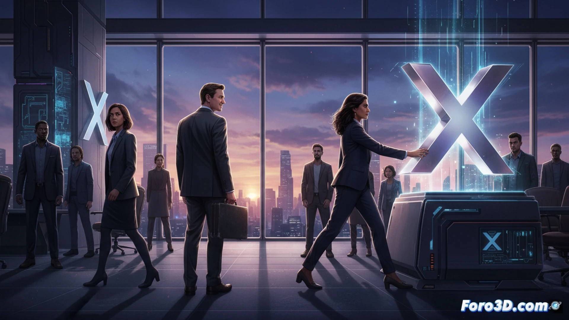 Phil Spencer, con expresión serena, abandona el edificio de Xbox. En su mano lleva una consola, mientras mira atrás con nostalgia.