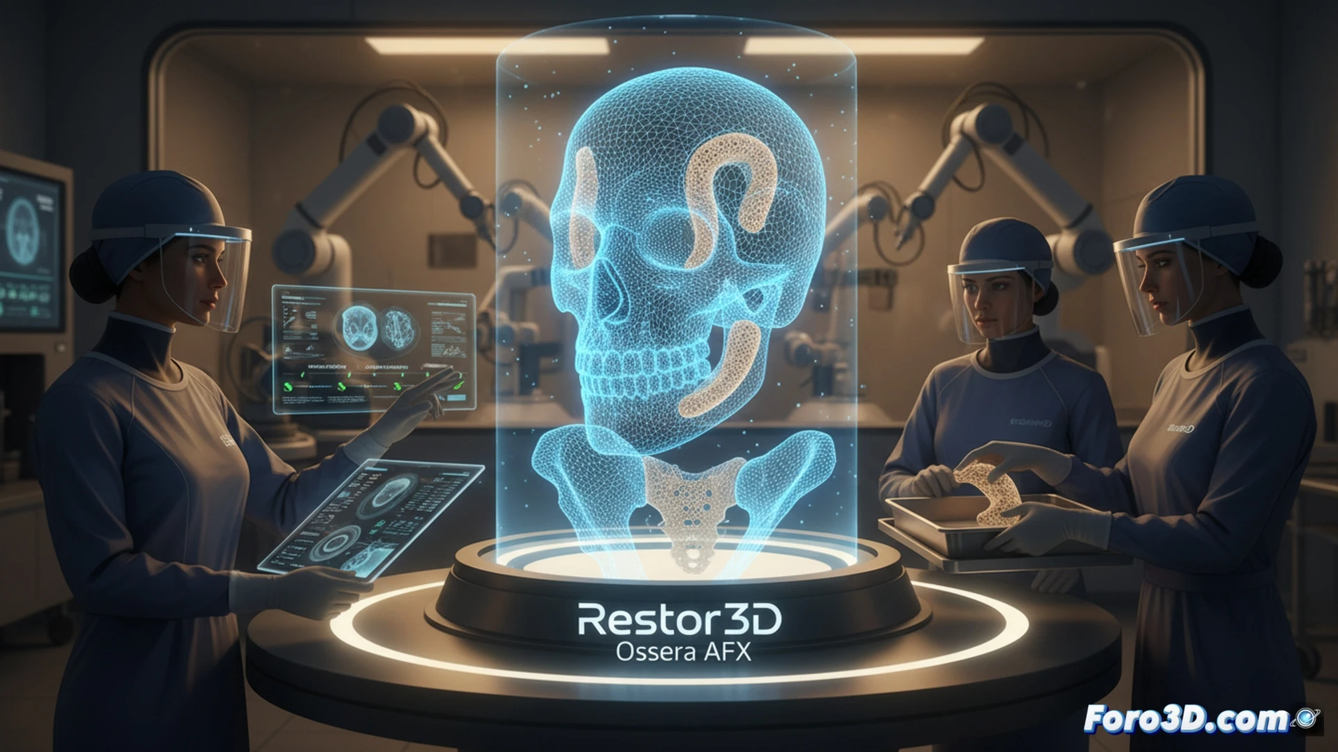 Implante óseo 3D personalizado, diseñado a partir de escáner del paciente para un ajuste anatómico perfecto en el cráneo.