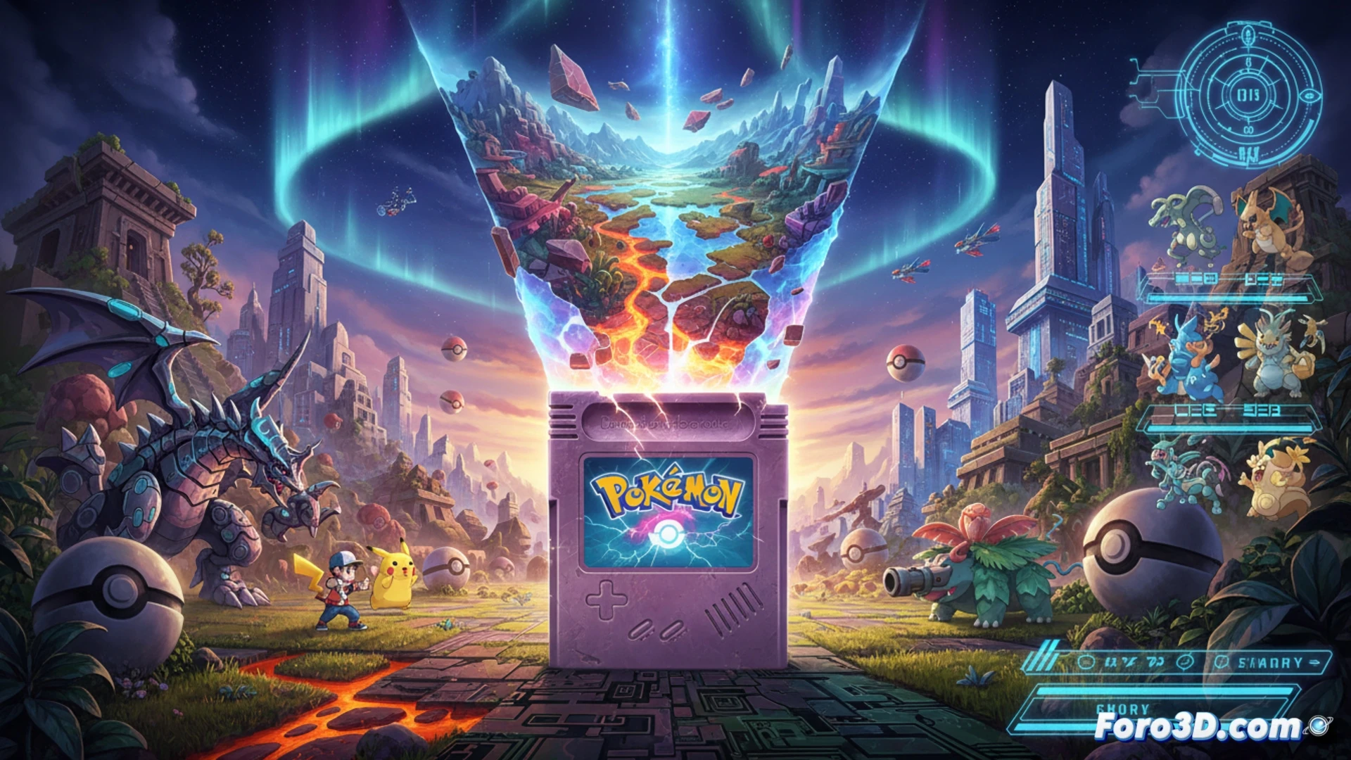 Un mapa pixelado de Pokémon con rutas alternas, nuevos sprites y legendarios customizados, mostrando la creatividad de los fans.