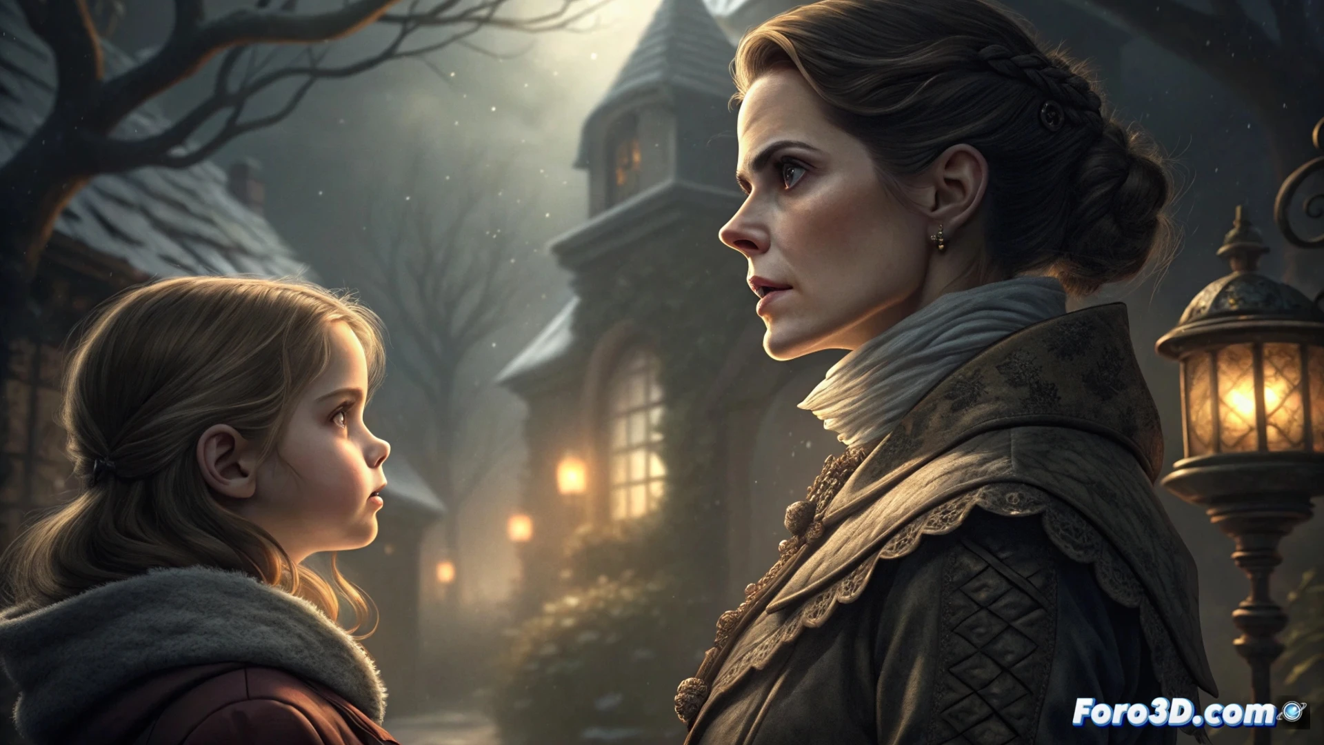 Sidney Prescott protege a su hija del nuevo Ghostface, listas para el enfrentamiento final en un oscuro pasillo.